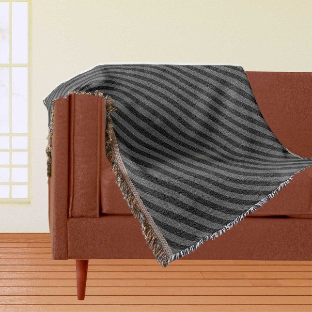 Black and Grey Diagonal Stripes Throw Blanket (Black and Gray Diagonal Stripes Throw Blanket)