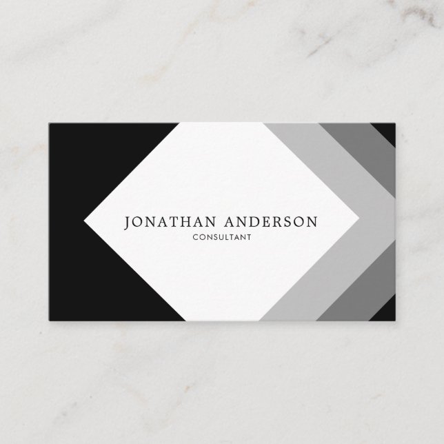 Black and Grey Diamond Pattern Simple Modern Business Card (Front)