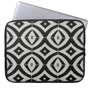 Black and Grey Diamonds African Print Laptop Sleeve