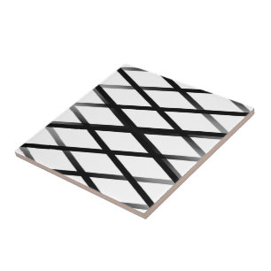 Black And Grey Fading Ombre Crisscross Lattice Art Ceramic Tile