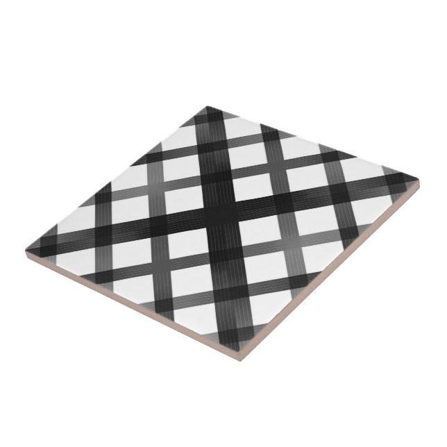 Black And Grey Fading Ombre Crisscross X Pattern   Ceramic Tile (Side)