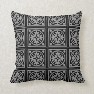 Black and Grey Fancy Squares Decorative Pillow