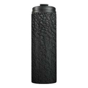 Black and grey floral textile thermal tumbler