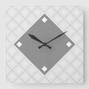 Black And Grey Geometric Design Square Wall Clock