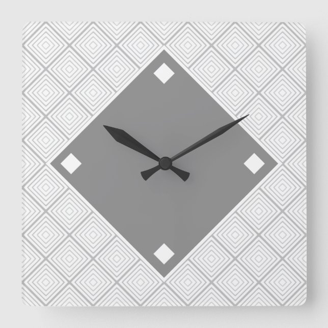 Black And Grey Geometric Design Square Wall Clock (Front)