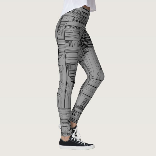 Black and Grey Geometric Leggings (Right)