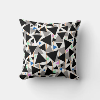 Black And Grey Geometric Triangle Cushion