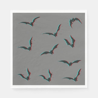 Black and Grey Glitchy Halloween Bats Napkin