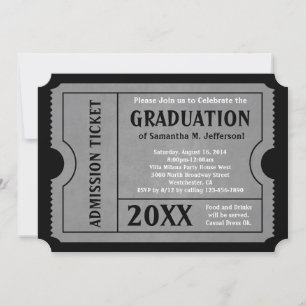 Black and Grey Graduation Ticket Invitation