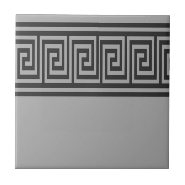 Black and grey greek keylines ceramic tile (Front)