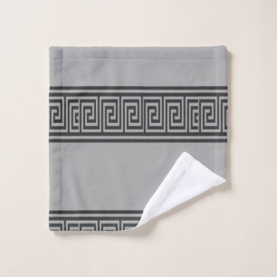 Black and grey greek keylines wash cloth