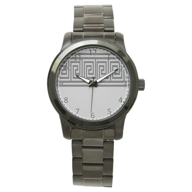 Black and grey greek keylines watch (Front)
