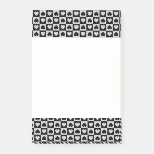 Black and Grey Heart Design Post-it Notes