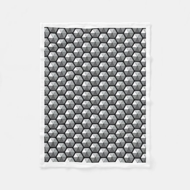Black and Grey Hexagon 3D Geometric Pattern Blanke Fleece Blanket (Front)