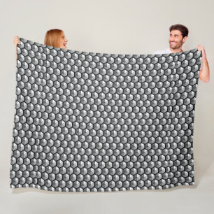 Black and Grey Hexagon 3D Geometric Pattern Blanke Fleece Blanket