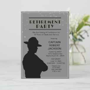 Black and Grey Highway Patrol  Retirement Party   Invitation
