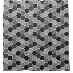 Black and Grey Honeycomb Pattern Shower Curtain