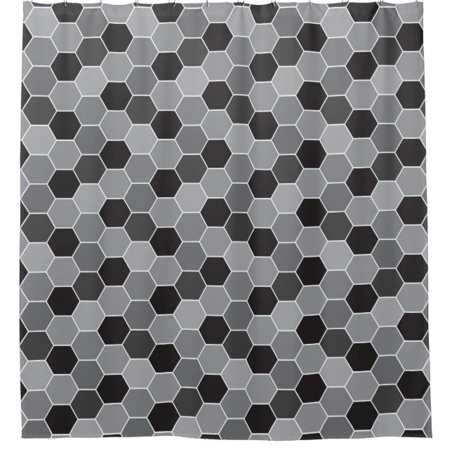 Black and Grey Honeycomb Pattern Shower Curtain (Front)