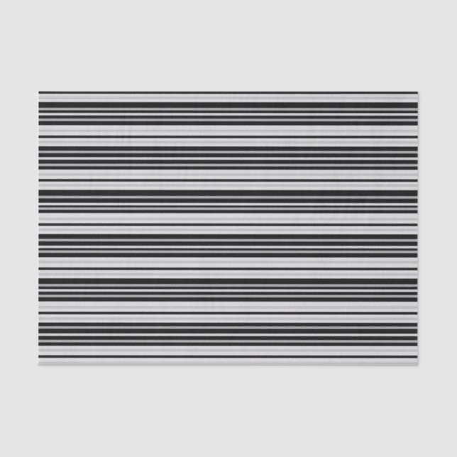 Black and Grey Horizontal Stripes Tissue Paper (Front)