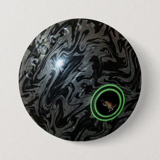 Black And Grey Lawn Bowl, Button Badge (Front)