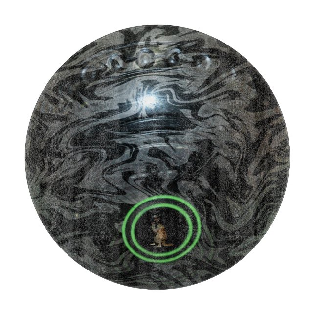 Black And Grey Lawn Bowl, Glass Chopping Board (Front)