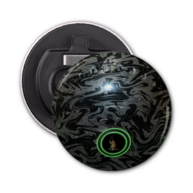 Black And Grey Lawn Bowl, Magnetic Bottle Opener (Front)