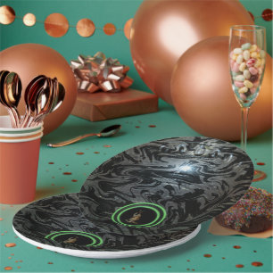 Black And Grey Lawn Bowl, Paper Party Plates