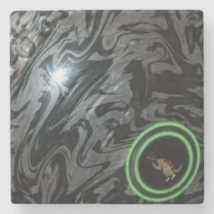 Black And Grey Lawn Bowl, Stone Coaster