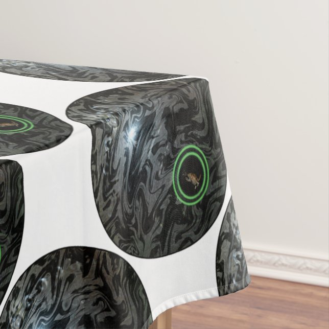 Black And Grey Lawn Bowl, Table Cloth (In Situ)