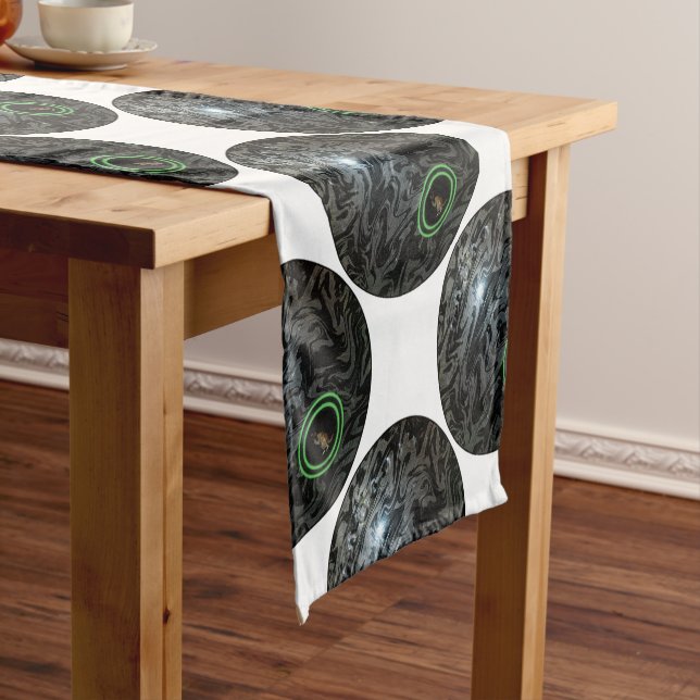 Black And Grey Lawn Bowl, Table Runner (In Situ)
