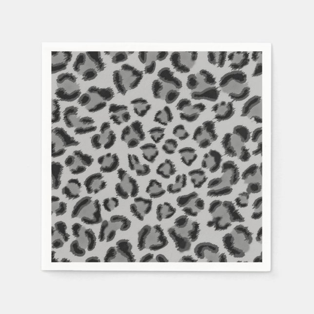 Black and grey Leopard pattern Napkin (Front)