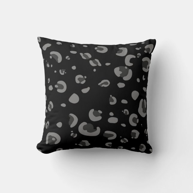 Black and Grey Leopard Print Style 019 Cushion (Front)