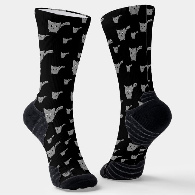 Black And Grey Little Kitties  Socks (Angled)