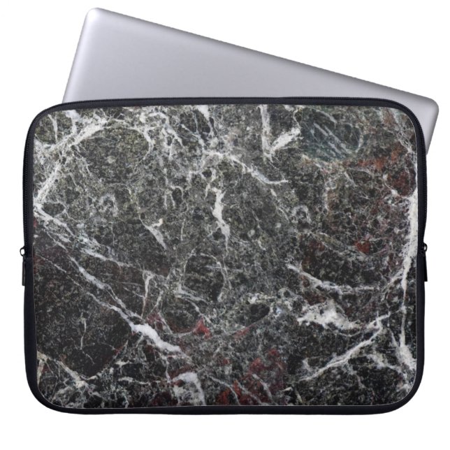 Black And Grey Marble Stone Pattern Laptop Sleeve (Front)