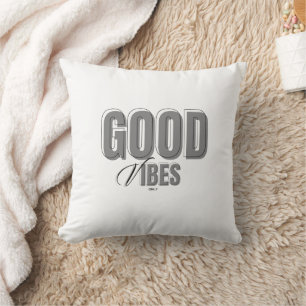 Black and Grey Minimalist Good Vibes Throw Pillow