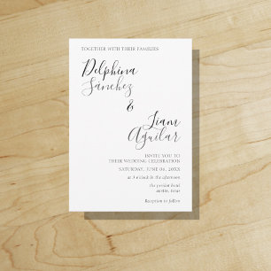 Black and Grey Modern Budget Wedding Invitation
