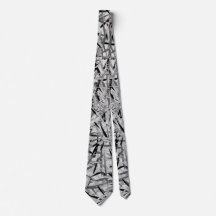 Black and Grey Modern Floral Print Tie