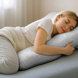 Black and Grey Modern Geometric Wavy Curved Lines Body Cushion