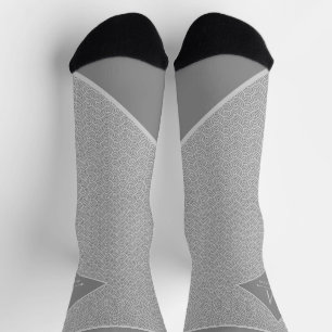 Black and Grey Modern Geometric Wavy Curved Lines Socks