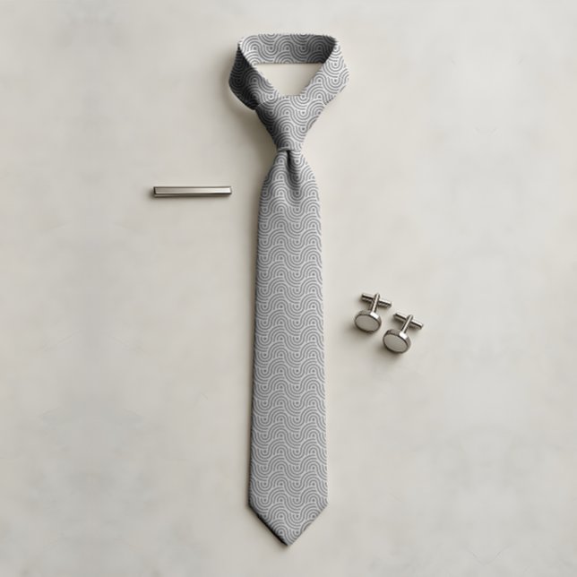 Black and Grey Modern Geometric Wavy Curved Lines Tie (Creator Uploaded)