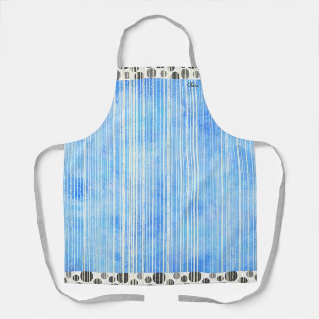 Black and Grey Modern Polka Dots Apron (Front)