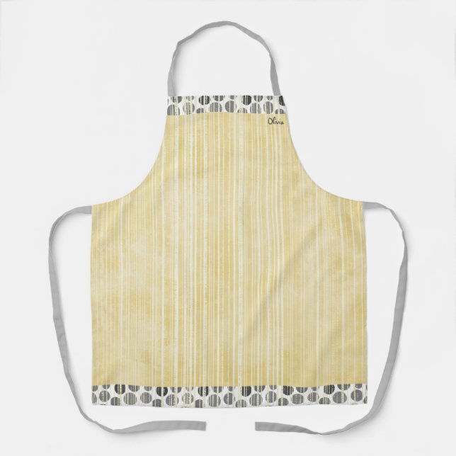 Black and Grey Modern Polka Dots Apron (Front)