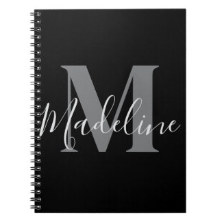 Black And Grey Monogram Elegant Notebook