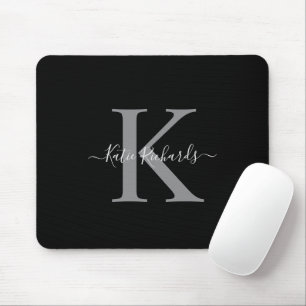 Black and Grey Monogram Mouse Pad