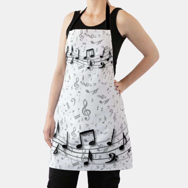 Black and grey musical notes apron (Insitu)
