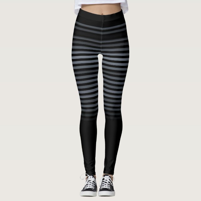 Black and grey or Custom Colour Striped Leggings (Front)