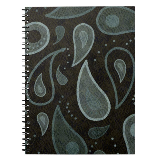 Black and Grey Paisley Pattern Notebook (Front)