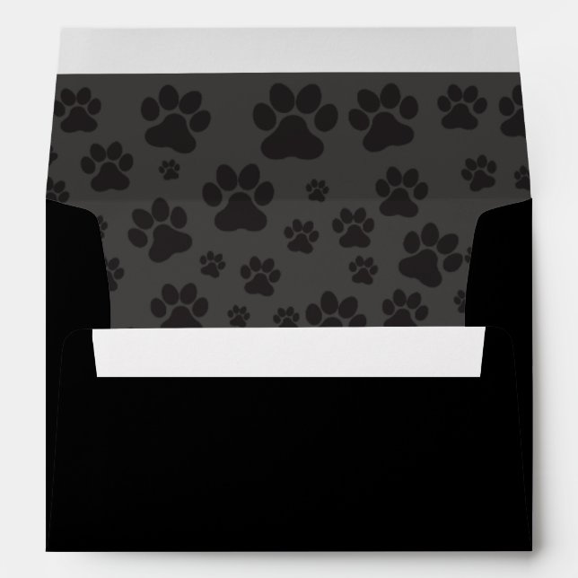 Black and grey paw print invitation  envelope (Back (Bottom))