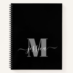 Black and Grey Personalised Monogram Notebook