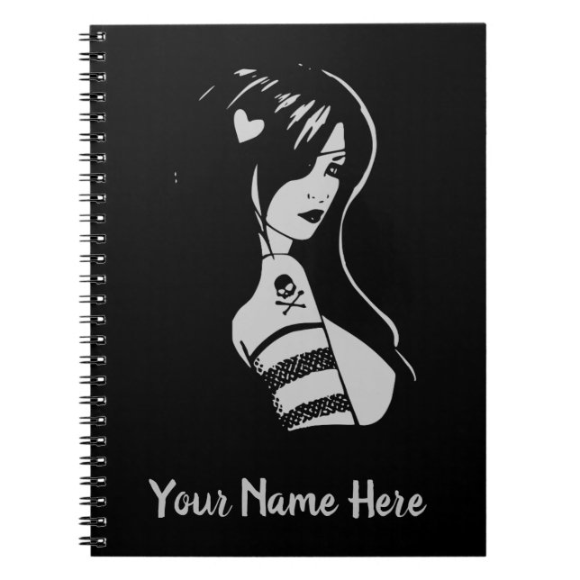 Black and Grey Pirate Girl Notebook (Front)